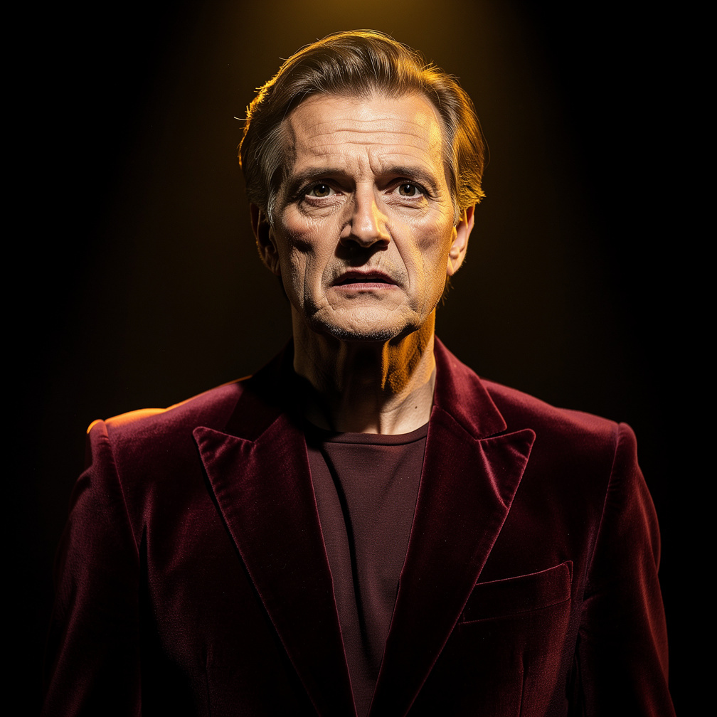 Portrait of a stage performer in dramatic theatrical lighting